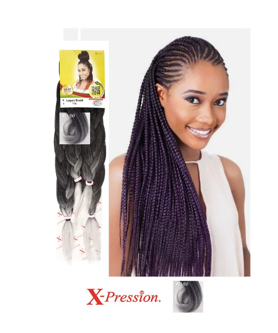 Xpression Lagos Braids Pre Pulled – Grey/Black T1 60, 1 item / set